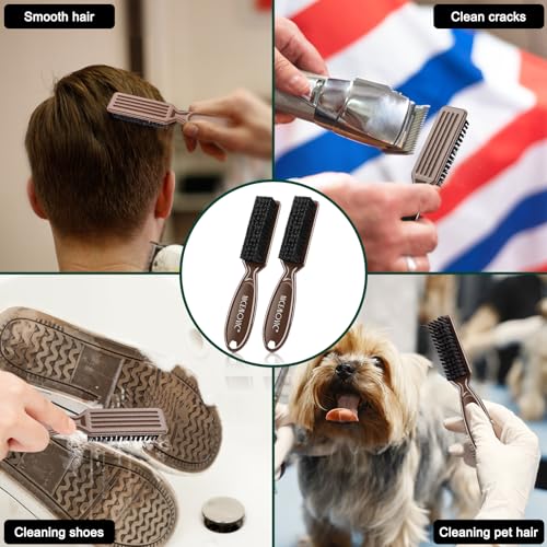 NICEMOVIC 3 IN 1 Barber Neck Duster Brush Set, Professional Barber Accessories Cleaning Supplies, Duster Nylon Brush Hair Cutting Styling Brush Tool (Brown&Brown) - color: Brown&Brown