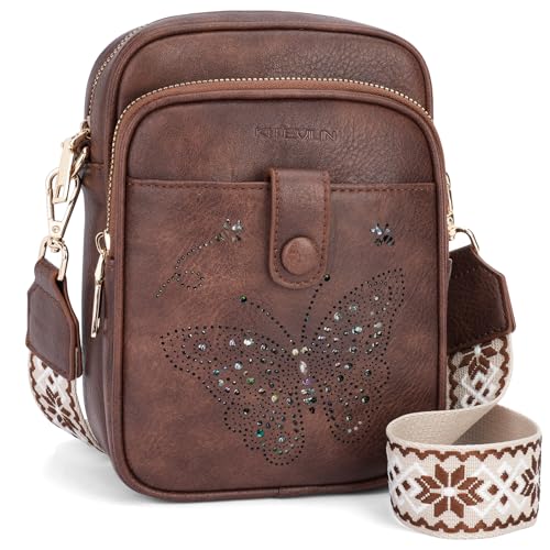 KITEVIUN Crossbody Bags for Women Leather Crossbody Purse Small Shoulder Phone Purse with Adjustable Strap & RFID Card Slots - color: 05-coffee