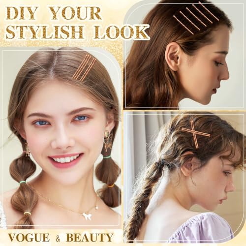 330 PCS Rose Gold Bobby Pins for Women Girls, YINGFENG 2.2 Inch Long Super Grip Blonde Hair Pins with Box, Reusable Non Slip Hair Pins, For Buns, Thick Hair Thin Hair And All Hair Types - color: Rose Gold(2.2Inch)