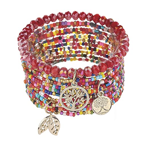6 sets Bohemian Multilayer tassels bracelet Handmade Wrap Bracelets Bangle Jewelry Bracelets for Women - color: JA6-4