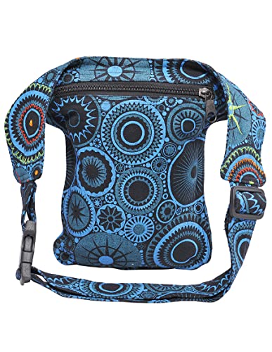 The Collection Royal Handmade Festival Waistpack Boho Hippie Waist Bag Hip Bum Running Belt Fanny Pack Travel Utility Belt (Black-Turq) - color: Black-Turq