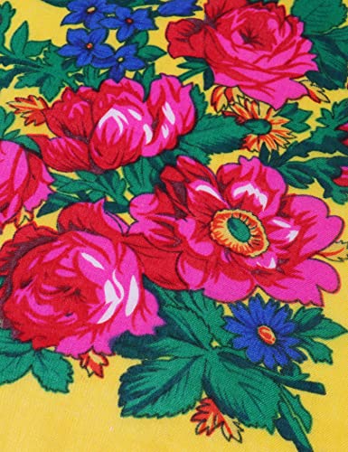 MJ SERECA Acrylic Bandana Printed Hair Scarf Square Ukrainian Head Scarf Floral Babushka Neck Scarf for Women 30"/42"/60" - color: 3 Pack-d 30"