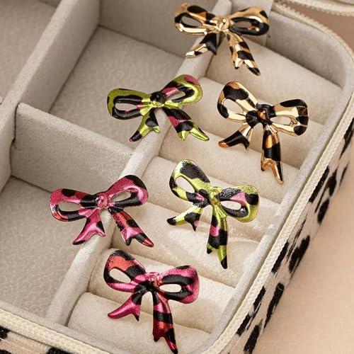 Boho Leopard Earrings for Women Bow Knot Statement Earrings Cheetah Exaggerate Earring Trendy Costume Jewelry Gift - color: Gold