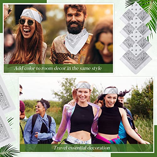 Handepo 150 Pcs Bandanas Bulk, Colorful Paisley Bandanas Unisex Head Wrap Scarf Cowboy Headband Handkerchief - color: White