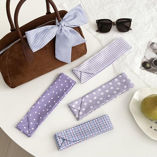 4 Pack Purse Scarf Handbags For Women,Boho Scarrves for Bag Hair Accessories Handle Fashion Lightweight - color: Purple