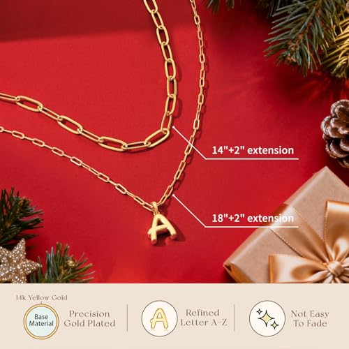 adoyi Dainty Heart Initial Necklaces 14K Gold Plated Layered Letter A-Z Pendant Necklace Stack Trendy Jewelry Birthday Valentines Gifts for Women Jewelry - color: Gold-Letter, style: B