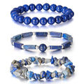 3Pcs Natural Stone Bracelets for Women 8mm Crystal Beaded Bracelets Handmade Stretch Bracelet Healing Crystal Jewelry for Women - style: Lapis Lazuli