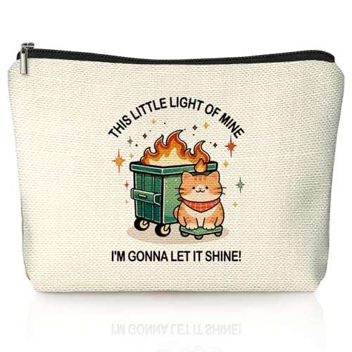 Funny Dumpster Orange Tabby Cat Dumpster Fire Gifts Makeup Bag, Funny Dumpster Bag,Dumpster Fire Cosmetic Bags for Women, Inspirational Positive Encouragement Gift for Women Zipper Pouch - color: 01-dumpster fire(02)-Cat