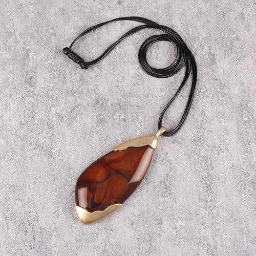 Leather Necklace for Women Large Pendant Hippie Choker Necklace Vintage Sweater Necklace Chunky Boho Necklaces for Women - style: Indian Leather Necklace
