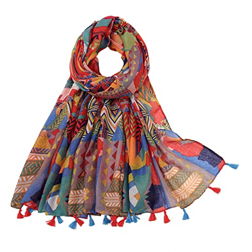 Yeieeo Boho Scarf for Women Lightweight Floral Printed Scarf Fall Winter Fashion Fringed Shawl - color: Floral 26
