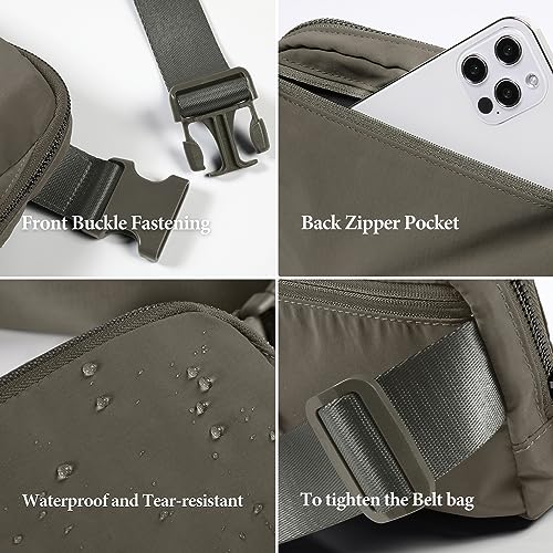 ODODOS Unisex Mini Belt Bag with Adjustable Strap Small Fanny Pack for Workout Running Traveling Hiking, Dark Umber - color: Dark Umber