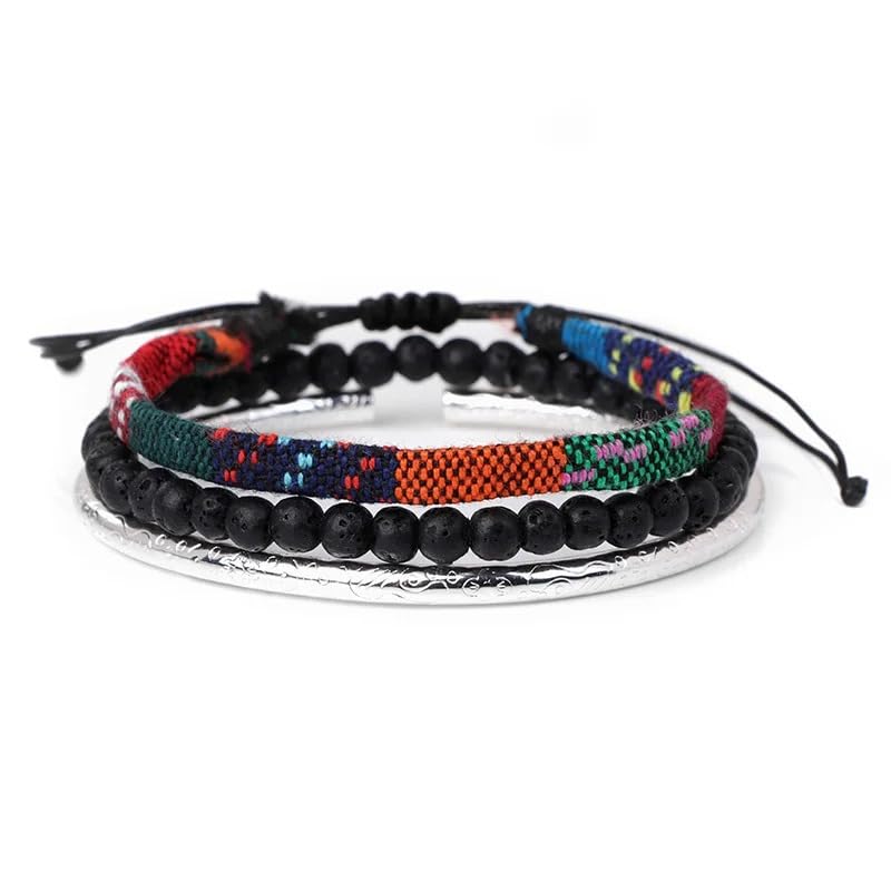 Hippie Necklaces For Women Men, Boho Woven Rope String Bracelets Handmade, Adjustable Braided Long Rope Charm Pendant, Peace Sign Bohemian Couple Bracelets Jewelry Keychain - color: hippie bracelets 642