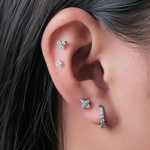 Limerencia Hypoallergenic Implant Grade Titanium G23 Huggie Hoop Earrings, 5A Cubic Zirconia Pure Titanium F136 Hoops for Women Sensitive Ears - color: Silver
