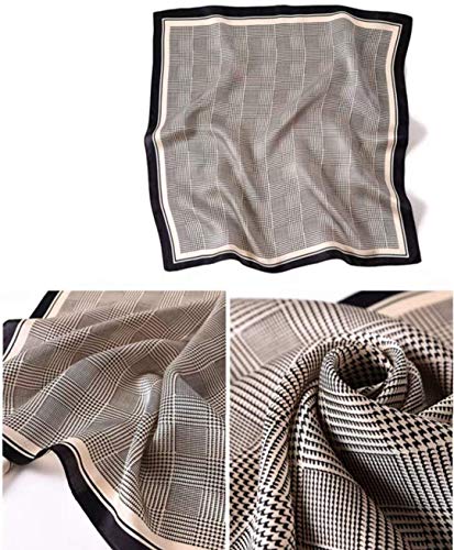 ANDANTINO 100% Mulberry Silk Scarf -21” Square Neckerchief with Gift Packed - color: Earth Tone-check
