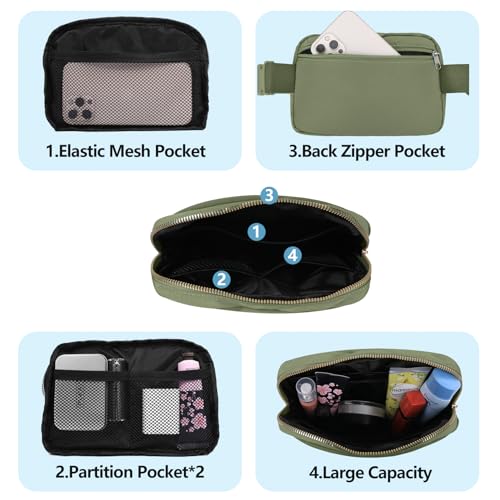 VOROLO Fanny Pack For Women And Men Crossbody Bag Belt Bag with Adjustable Strap Graduation Gifts Khaki Green - color: Khakii Green, style: 1 Pack Fanny Pack