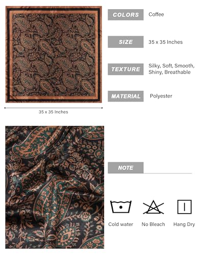 AWAYTR 35” Satin Head Scarf for Women Like Silk Scarf for Hair Scarf Satin Hair Bandana Women Headscarf Hair Wrap Scarf Neck - color: Coffee