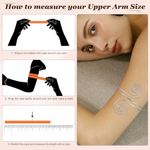 7Pcs Upper Arm Cuff for Women Gold Silver Open Arm Cuff Bracelets Adjustable Armlet Armband Minimalist Coil Swirl Arm Cuff Bracelet Jewelry - style: Silver-A