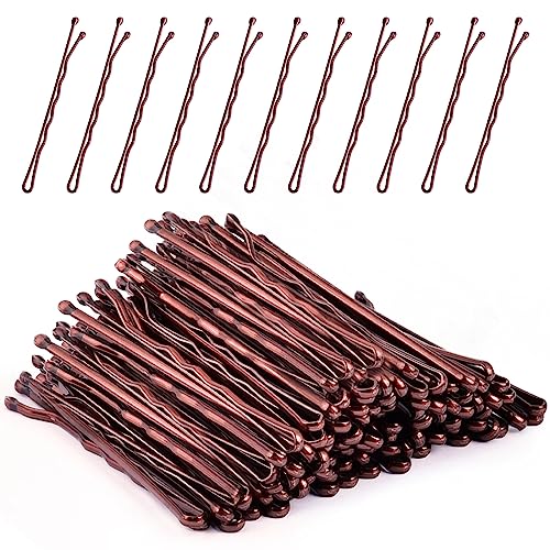 MORGLES 2 Inches Brown Bobby Pins Bulk, 120PCS Brown Hair Pins with Box for Women Girls - color: Brown（2inch)