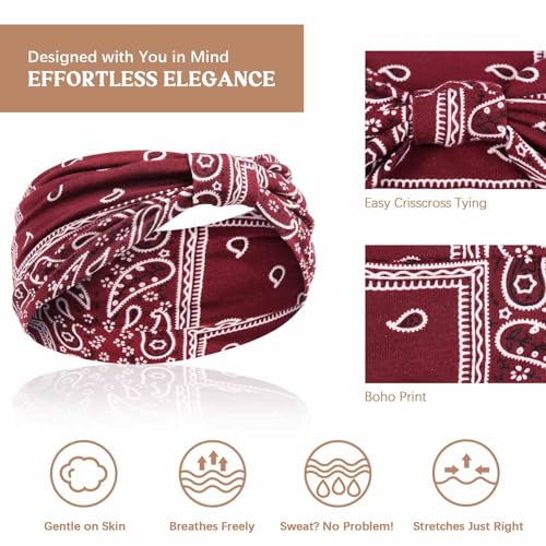 Awumbuk Wide Headbands for Women Knotted No Slip Head Bands Soft Turban Headband Hair Accessories Boho African Solid Color Head Wraps for Women Yoga Workout (Multi-colored-1) - color: Multi-colored-1