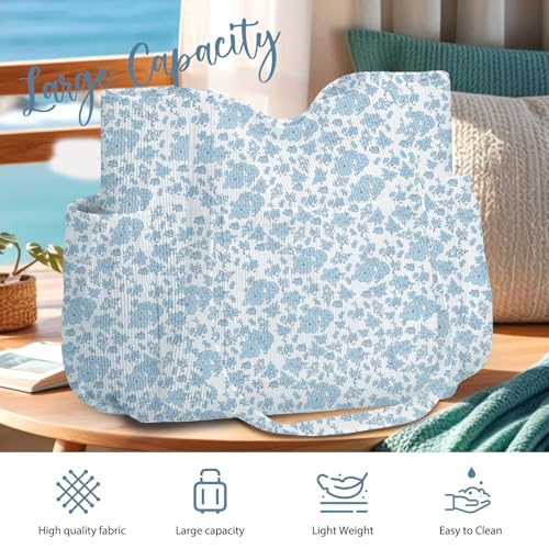 Corduroy Tote Bag for Women,Large Capacity Cute Tote Bags With 6 Pockets,Crossbody Shoulder Handbag for Work Travel Gym - color: Blue Flowers