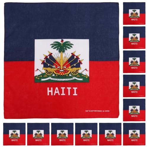 Falari 12 Pack Bandanas Multipurpose Cotton Novelty Paisley Bandana Headband for Cowboy Men Women 22 x 22 - color: .Haiti