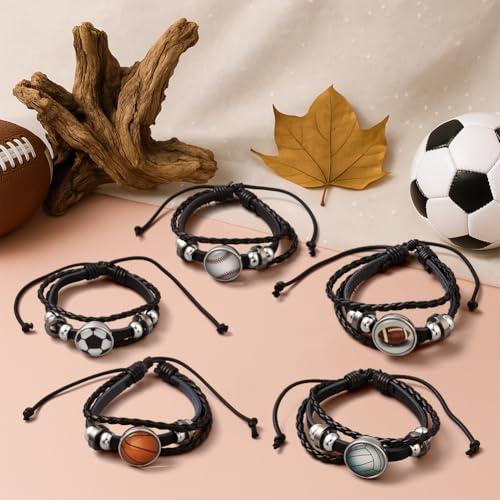 Adjustable Leather Bracelets, Leather Wrap Bracelets Leathers Cuff Bracelet Leathers Wristband for Women for DIY Craft Jewelry Making - style: Sport Theme