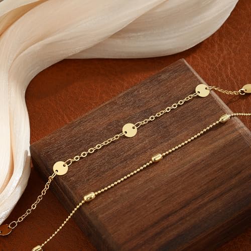 Kyerlyn Body Chain for Women 14K Gold Plated Waist Beads Chain Gold Belly Belt Cuban Layered Body Chains Waterproof Adjustable Sexy Bikini Beach Body Jewelry Daily Belts Gifts for Women 26.5-33Inch - style: Bead+Sequin -GD