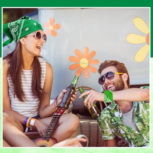 Handepo 150 Pcs Bandanas Bulk, Colorful Paisley Bandanas Unisex Head Wrap Scarf Cowboy Headband Handkerchief - color: Dark Green, Green, Light Green