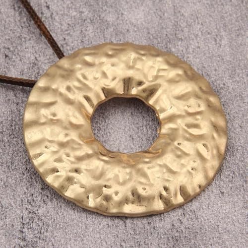 JAOYU Boho Necklace for Women Large Pendant Necklace Boho Long Choker Leather Gold Necklace Vintage Earthy Jewelry Trendy - style: Boho Long Pendant Necklace