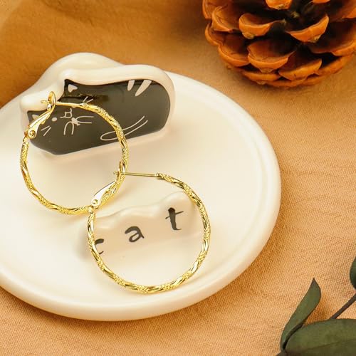 ToHeart Gold Hoop Earrings for Women Twist Hoop Earrings Gold Plated - style: Hoop Earrings D