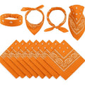 Blulu 12 Pack Neon Bandanas Bulk Multi Purpose Paisley Cowboy Bandanas for Men Women Headband Western Music Festival Rave - color: Orange