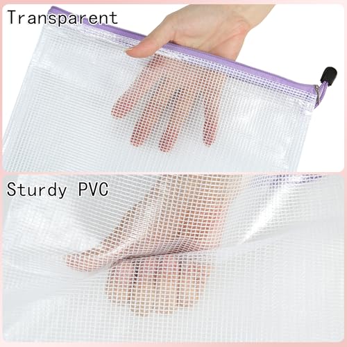 12pcs Mesh Zipper Pouch Bags, 8 Size Zipper Bags for Organizing,Mesh Bags with Zipper, Waterproof File Bags for School, Puzzles, Cosmetics, Travel Accessories, Board Games Office Supplies
