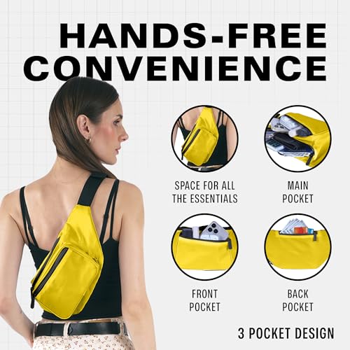 Yellow Fanny Pack Belt Bag I Mens Fanny Packs for Women Fashionable - Crossbody Bag Bum bag Waist Bag Waist Pack - Hands Free for Hiking, Running, Travel, Waterproof and more - color: Yellow