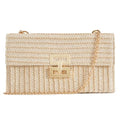 Huralona Women Straw Woven Clutch Purse Pleated Handbag for Summer Beach Vacation Straw Shoulder Crossbody Bag - color: White2