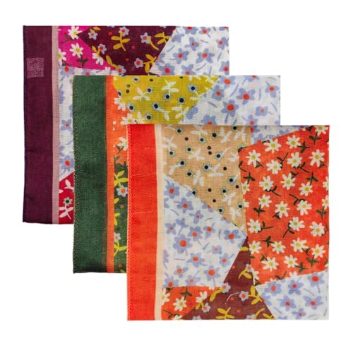 Cotton Like Bandana in Bulk, Head Scarf, Headband, Head wrap, Hair Neck Scarf for Women 22 x 22 inch - color: Bib03 Patchy Flower 3pcs