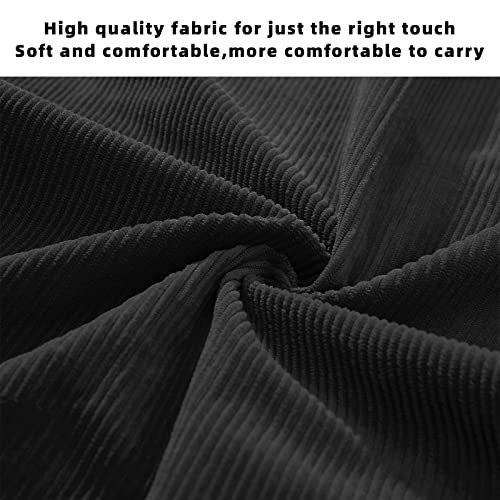 KALIDI Women Corduroy Tote Bag Zipper Casual Tote's Handbag Big Capacity Shoulder Bag with Pockets - color: 1 Black 1 White