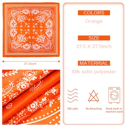 DOOBO Satin Head Scarf - 27.5 Inches Silk Bandana Hair Wrap Square Scarf for Women & Girls - color: Orange