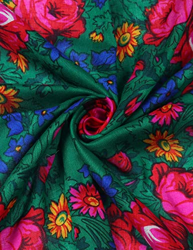 MJ SERECA Acrylic Bandana Printed Hair Scarf Square Ukrainian Head Scarf Floral Babushka Neck Scarf for Women 30"/42"/60" - color: 1 Pack-b 60"