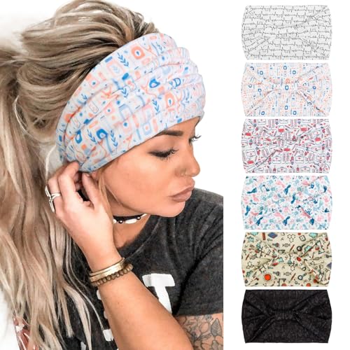 Tobeffect Headbands for Women Wide Knotted Head Bands for Women's Hair Bandana Turban Bandeau Hairbands Workout Yoga Sport Head Wraps Hair Accessories 6 Packs - color: Headbands 11