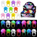MINGOMINGO 25 Pack LED Light Up Rings & Glow Rings Party Favors for Kids | Glow in the dark for Halloween, Easter, birthday, New Year classroom giveaways; flashing and blinking, bulk large groups