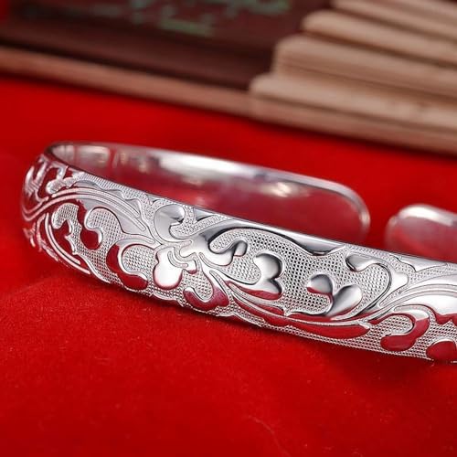 Sterling Silver Bangle Bracelets for Women,Fashion Jewelry Simple Adjustable 925 Silver Cuff Bangles for Women Mom Wife Valentine Mothers Day Gift - color: style-6