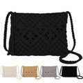 Peicees Crossbody Bag Purse For Women Bohemian Shoulder Bag Woven Crochet Purse For Summer Beach Travel Clutch Handbag - color: Black
