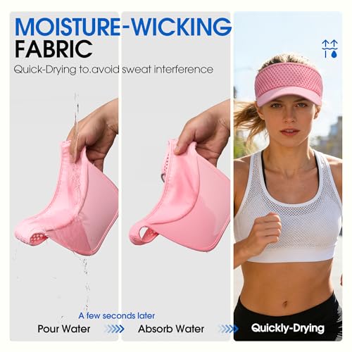 AUSFLUG Sun Visor Hat Men Women - Wide Brim Quick Dry Adjustable Cap, Lightweight for Golf Tennis Pickleball Beach - color: Pink