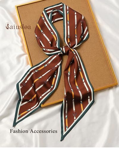 Purse Scarf For Handbags Head Scarves For Women's Hair Bags Scarfs Long Skinny Scarves Fashion Silky - color: A24-color of Jujube