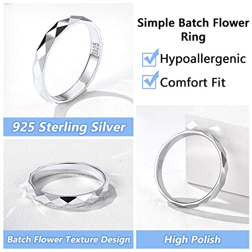 Silvora 925 Sterling Silver Band Rings for Women Men, High Polish Plain Dome Tarnish Resistant Wedding Rings Size 4-12 - style: A:3mm-Diamond