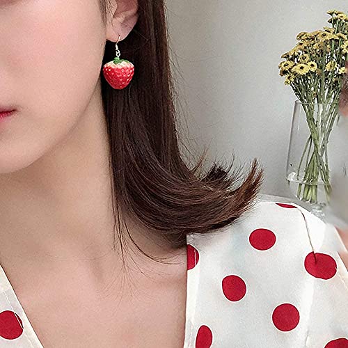 Cute Strawberry Earrings for Women-3D Acrylic Strawberry Drop Dangle Earring Costume Accessories Halloween Christmas Party Jewelry - style: A:Ear hook