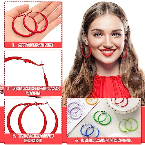 Sasylvia 16 Pairs Colored Hoop Earrings for Women Matte Colorful Hoop 80s Retro Neon Summer Drop Earrings - style: Classic
