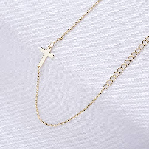 Tewiky Waterproof Gold Bracelets for Women Non Tarnish - Dainty Stack 14K Gold Plated/Sterling Silver Chain Bracelets Set Adjustable Trendy Jewelry for Women - style: gold cross bracelet