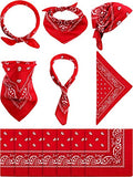 Blulu 12 Pack Neon Bandanas Bulk Multi Purpose Paisley Cowboy Bandanas for Men Women Headband Western Music Festival Rave - color: Red