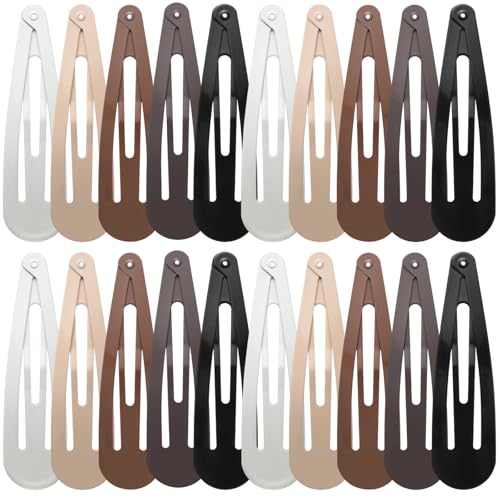 WILLBOND 30 Pieces 3.1 Inch Large Metal Snap Hair Clips Nonslip Barrettes Women Hair Accessories (Five Color) - color: Five Color, style: Minimalist